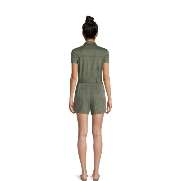 NO BOUNDARIES Junior Khaki Green Utility Romper - Picture 3 of 13